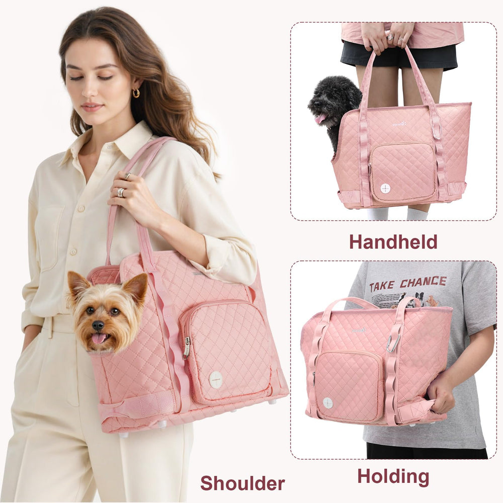 Pecute dog purse carrier safety cord keeps pets secure during trips.
