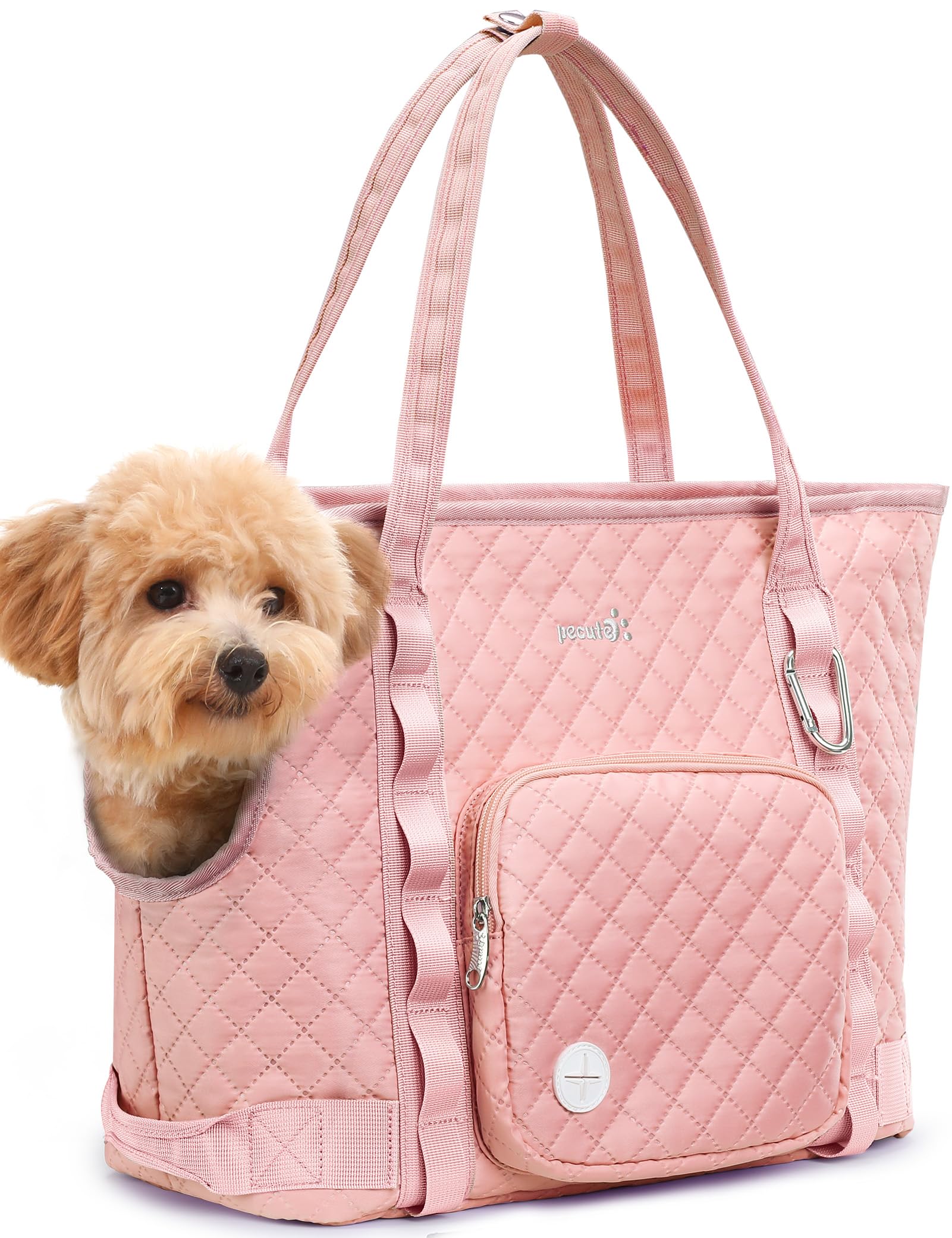 Pecute dog purse carrier side view, lightweight travel companion for small dogs.