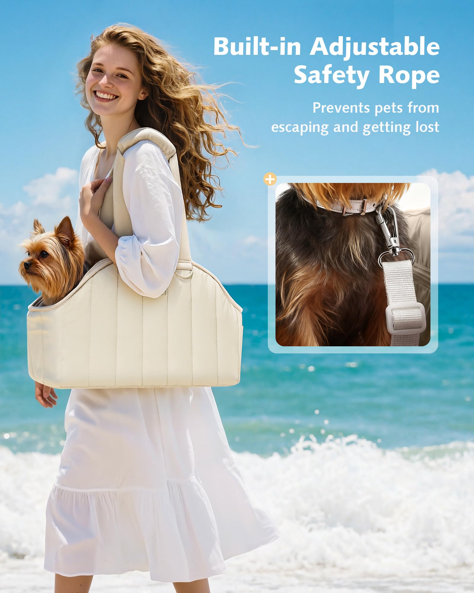 Pecute dog purse carrier strap-attachment allows two shoulder carry options.