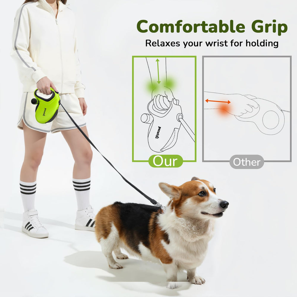 Pecute leash in a park setting shows extended range for exploration.