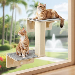 Pecute double cat shelves wall shelves offer elevated play and resting space for cats.
