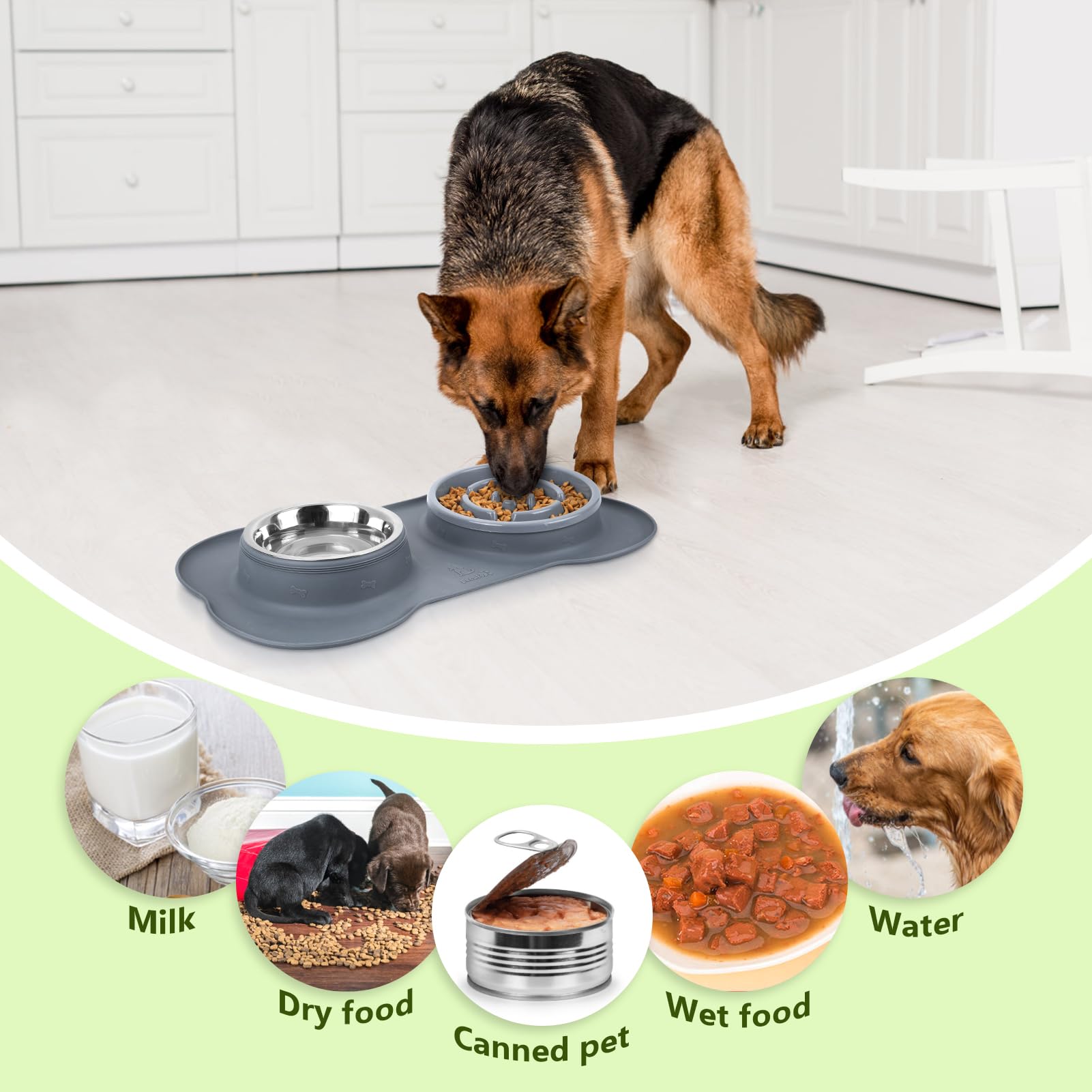 Pecute dual bowls compact storage display demonstrates space-saving configuration