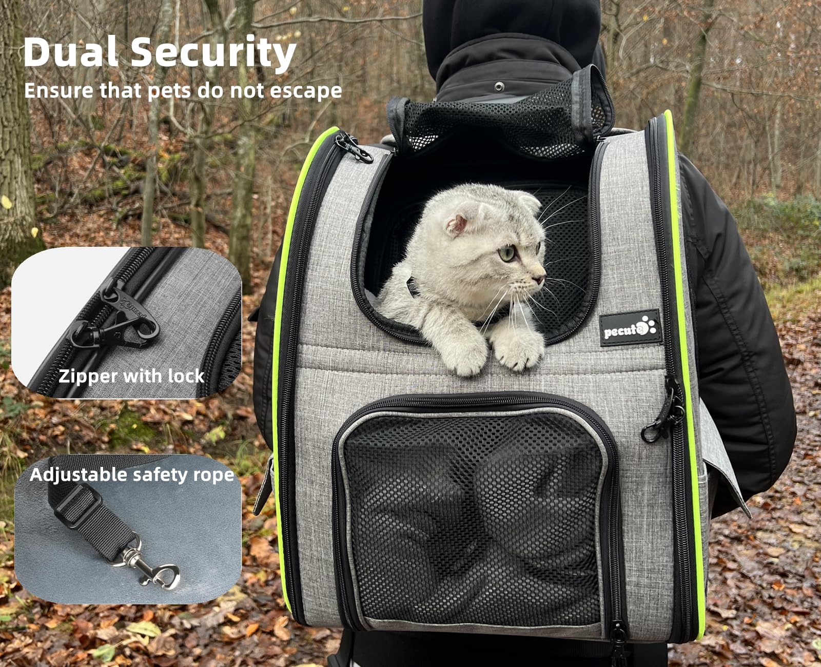 Pecute ergonomic shoulder straps capture even weight distribution for longer trips.