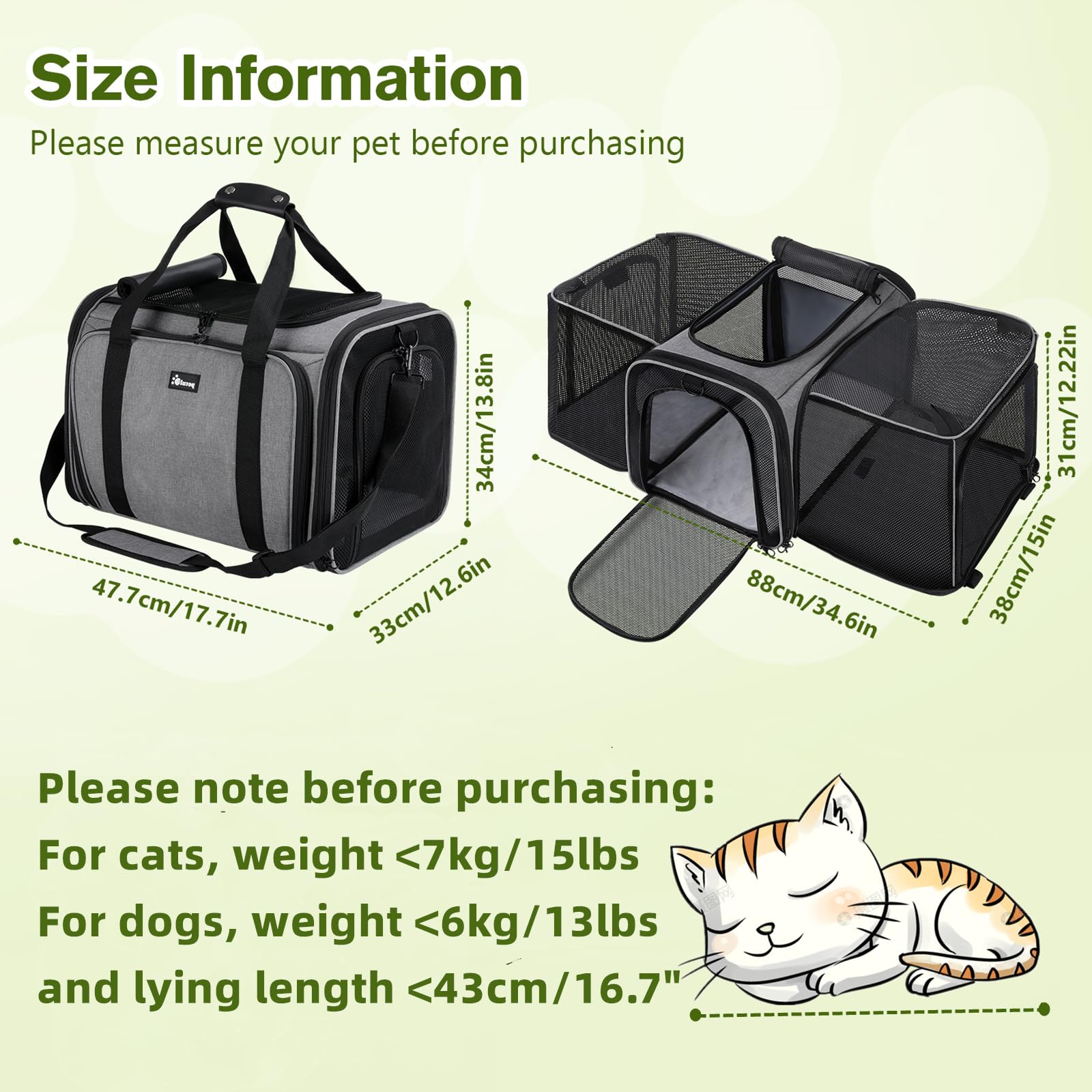 Pecute Expandable Cat Carrier folded compact for travel storage