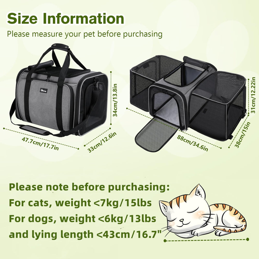 Pecute Expandable Cat Carrier folded compact for travel storage