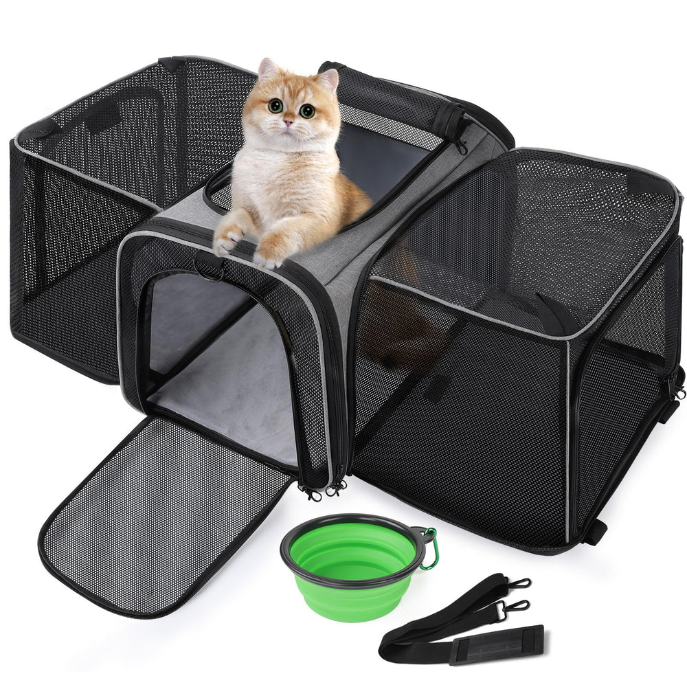 Pecute Expandable Cat Carrier open top view showing visibility and air flow for pets