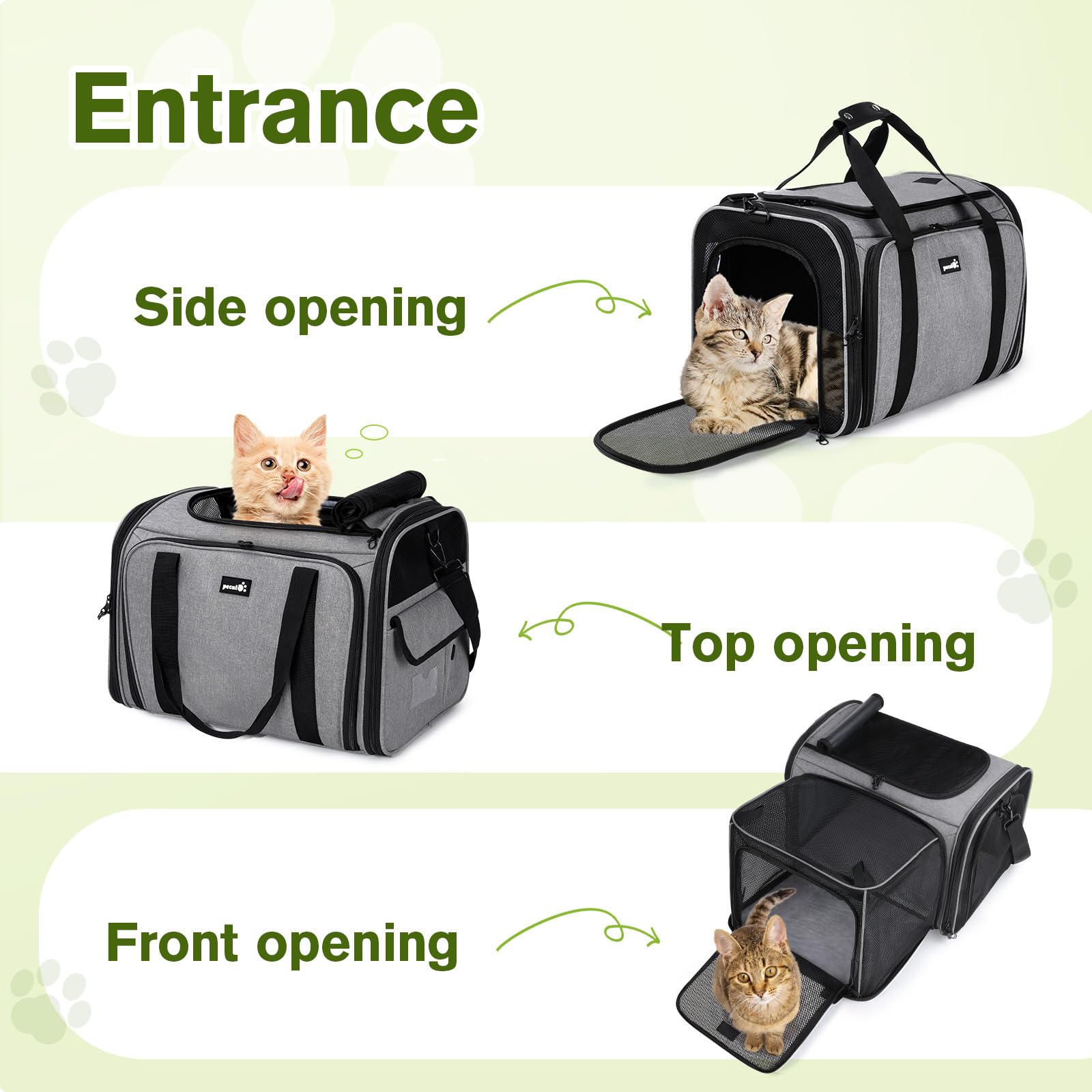 Pecute Expandable Cat Carrier roll-up curtain for open view or private space