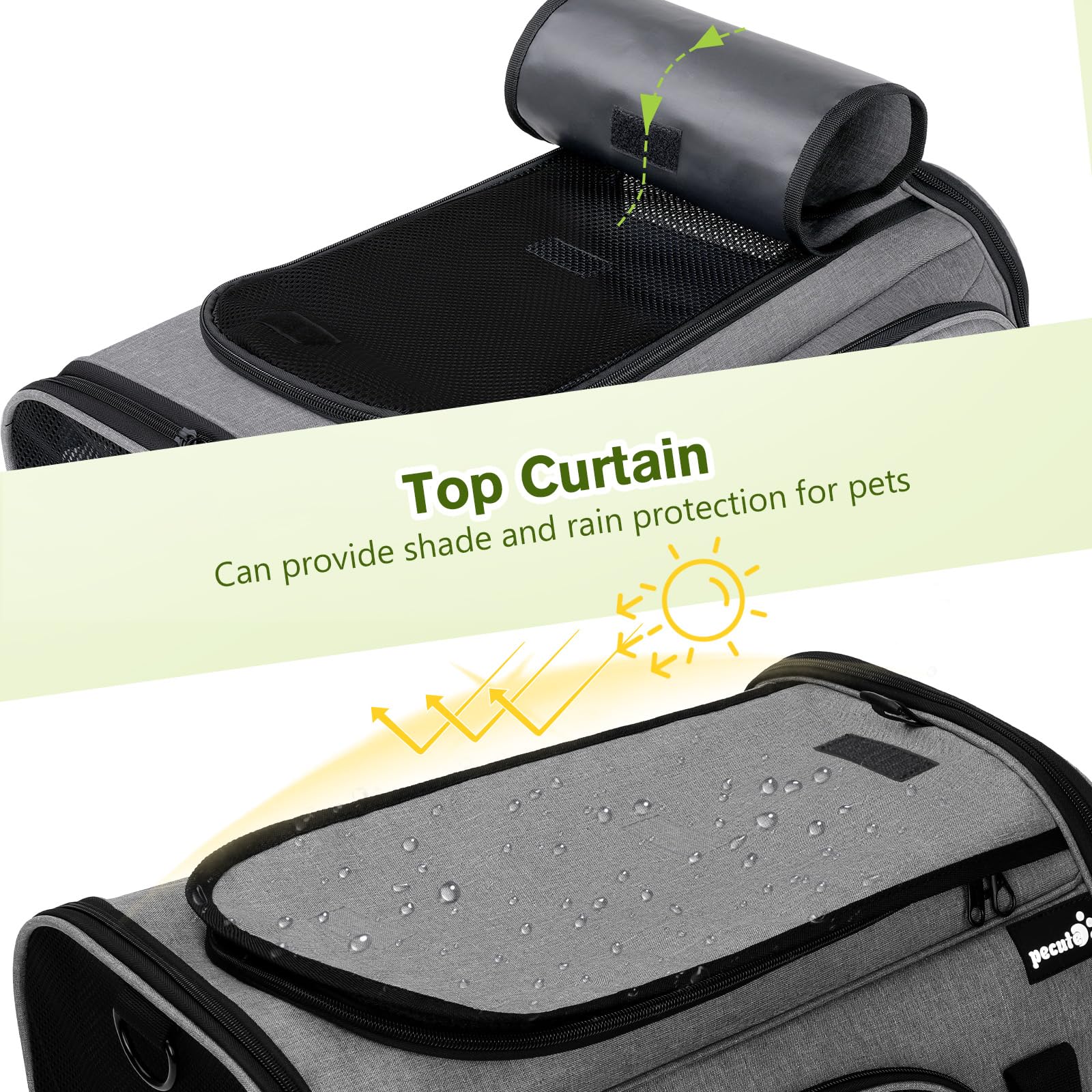 Pecute Expandable Cat Carrier shoulder strap for hands-free transport