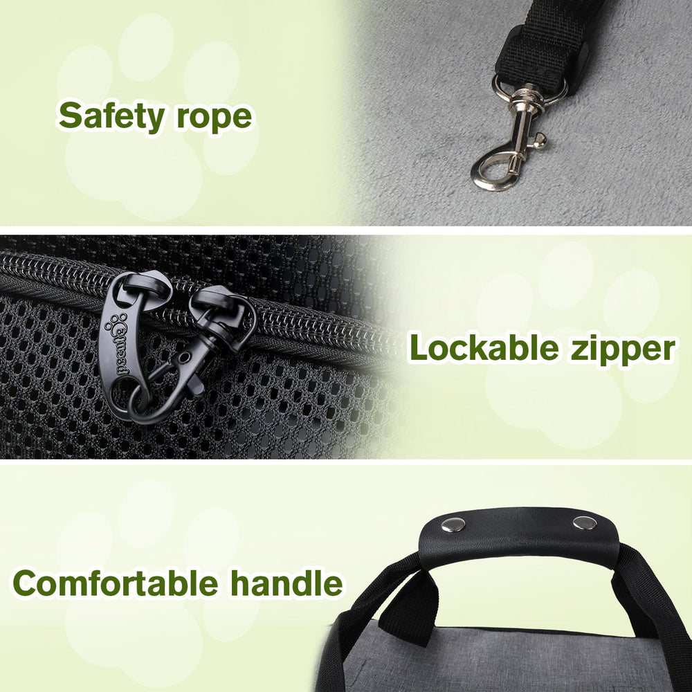 Pecute Expandable Cat Carrier sturdy frame with secure zipper and harness
