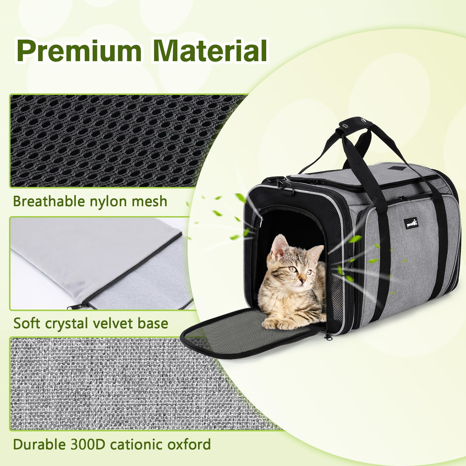 Pecute Expandable Cat Carrier three entrances for easy pet access