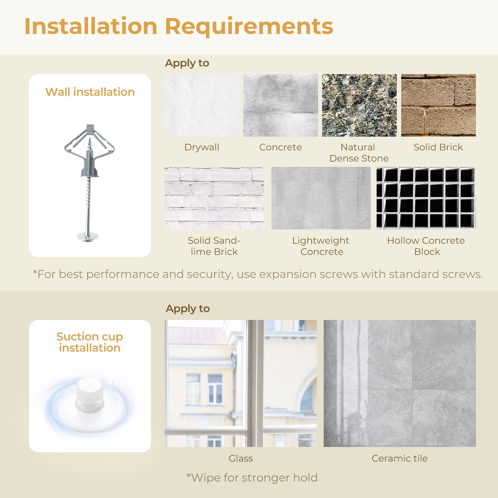 Pecute installation tips image shows proper window measurements for a correct fit.