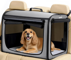 Pecute large dog carrier with stable steel-frame demonstrates secure travel stability.