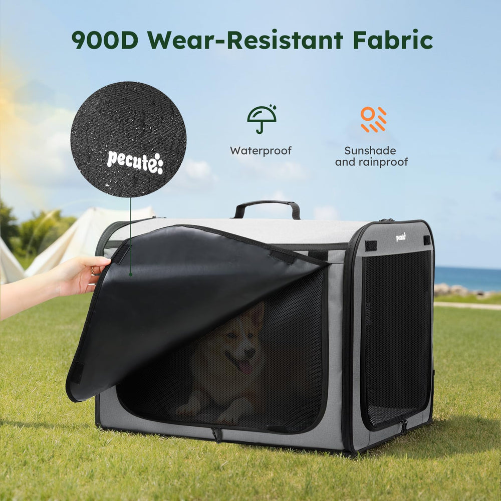 Pecute large dog carrier wipeable-bottom-film keeps crate clean between uses.