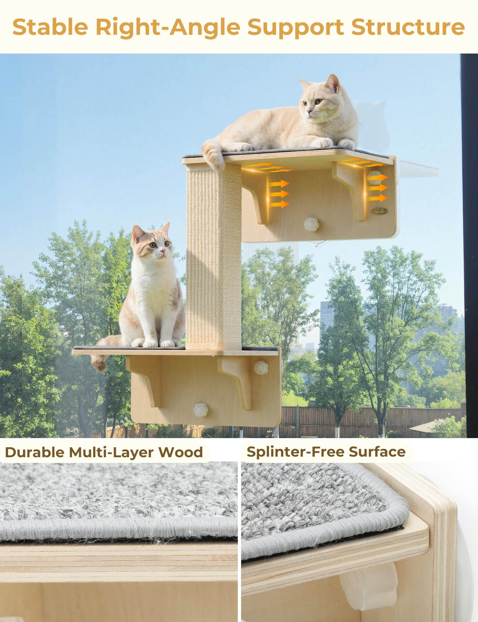 Pecute large-size shelves provide ample lounging room for bigger or multiple cats.