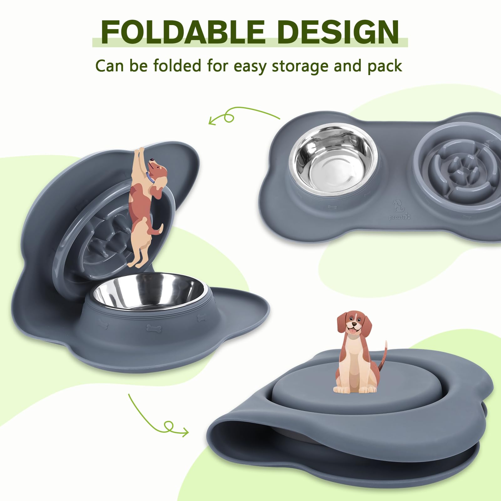 Pecute non-slip mat during feeding shows ground-stable setup