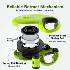 Pecute leash demonstrates one-handed lock control for quick, safe adjustments outdoors.