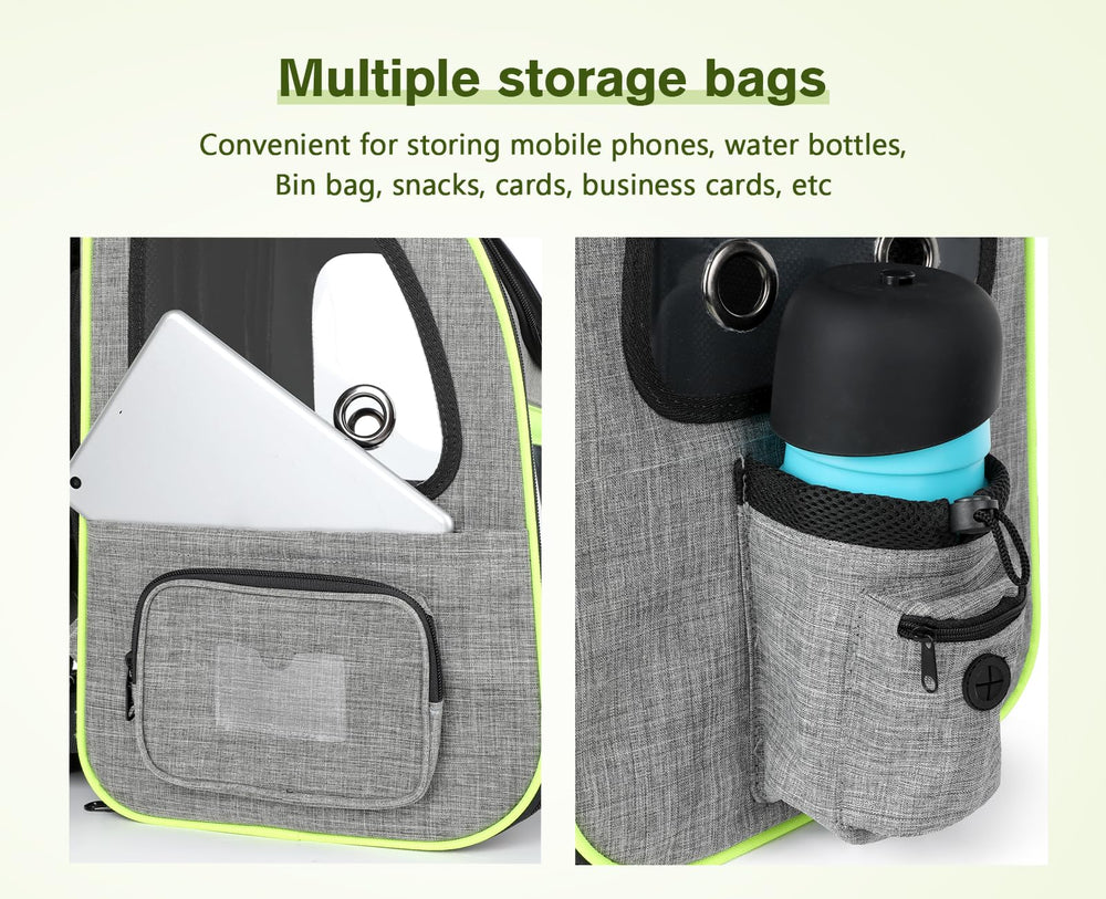 Pecute carrier backpack dimensions guide helps match pet size.