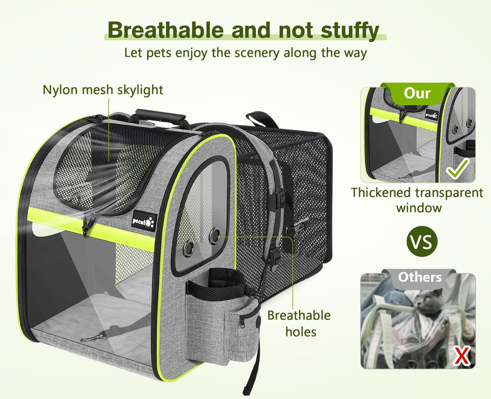 Pecute pet carrier backpack ergonomic shoulder straps reduce fatigue on hikes