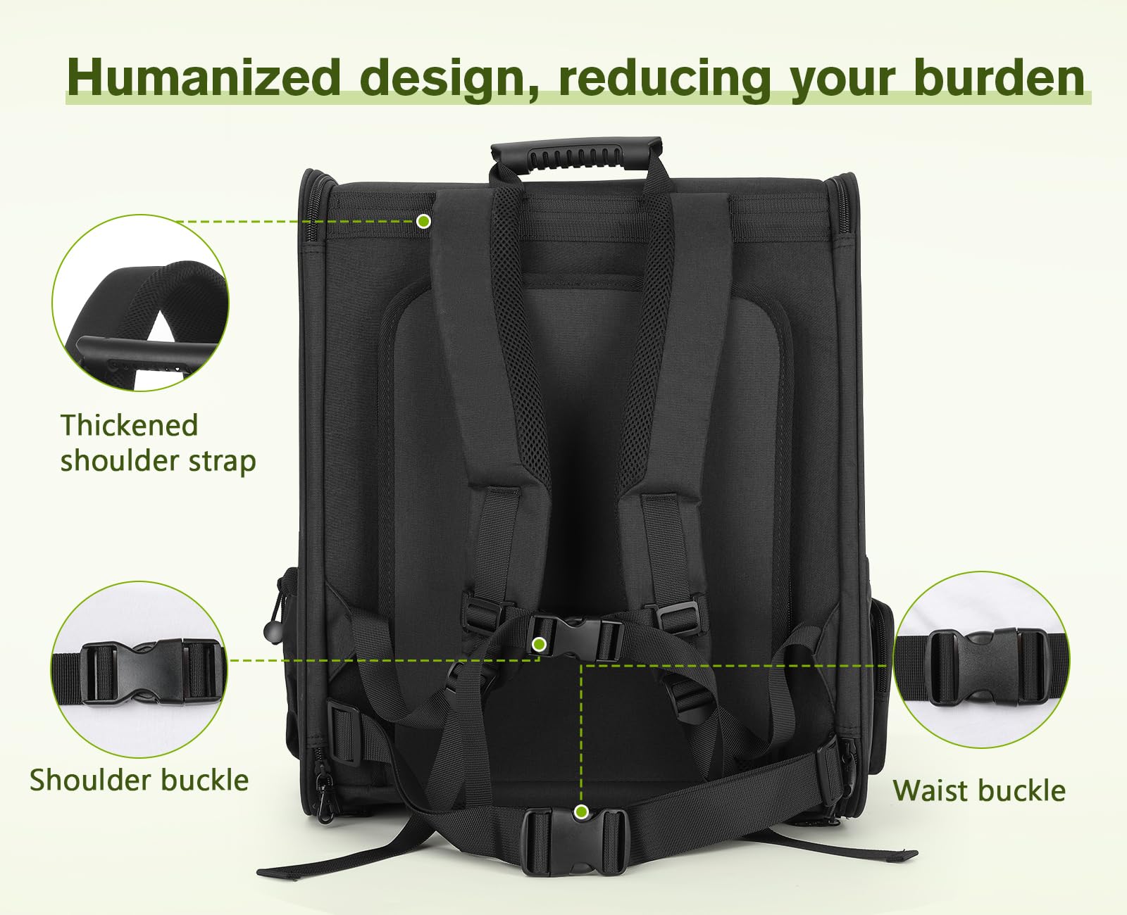 Pecute pet carrier backpack ergonomic strap system for comfortable carrying
