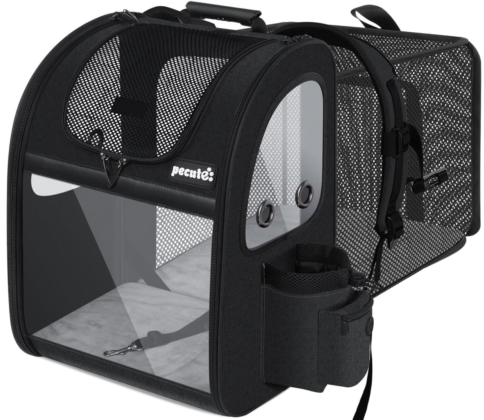 Pecute pet carrier backpack front view with pet inside for comfortable travel