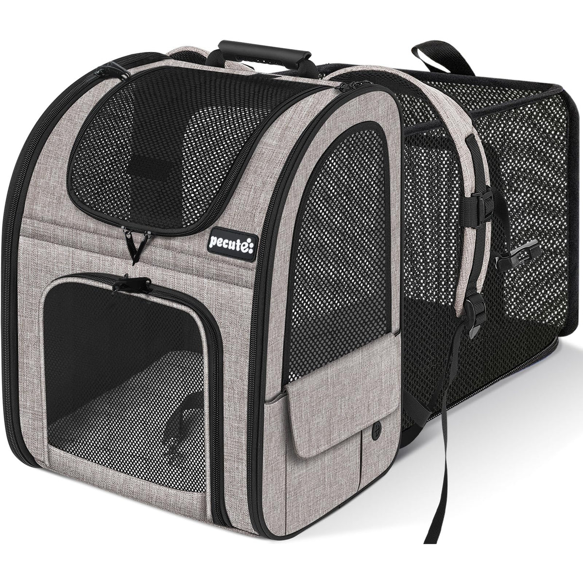 Pecute Pet Carrier Backpack front view for easy travel with small pets.