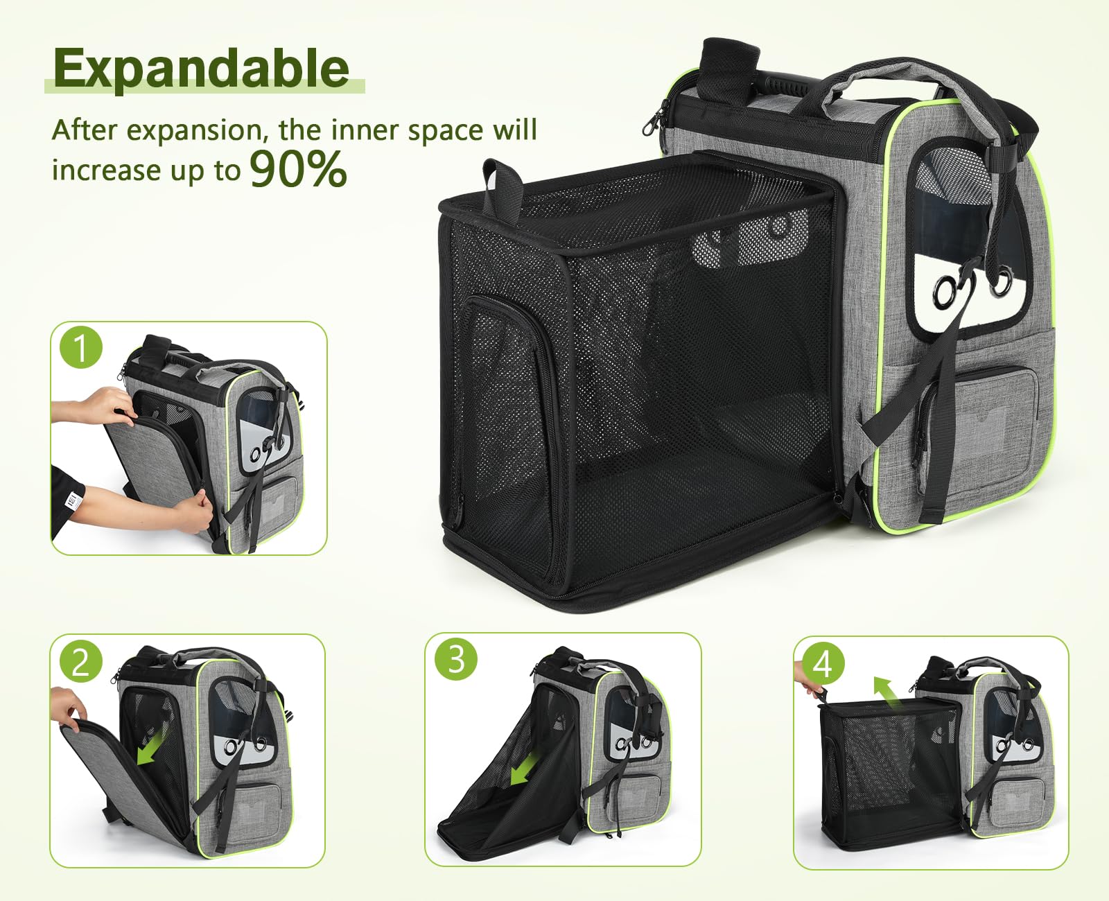 Pecute carrier in use during travel or hiking with pets.