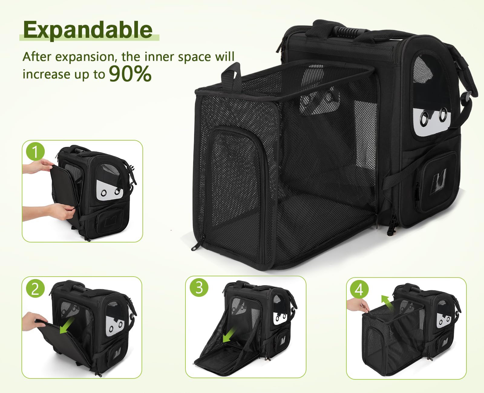 Pecute pet carrier backpack removable washable cushion for easy cleaning