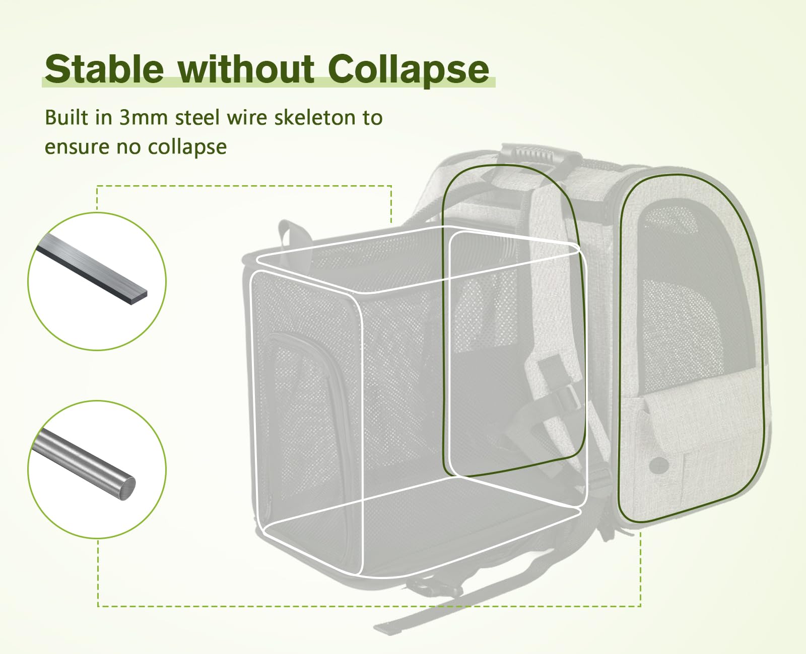 Pecute safety belts and zippers ensure secure travel without escapes.