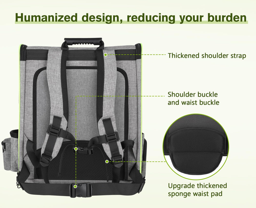Pecute backpack side pockets hold water, treats, and accessories.