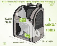 Pecute carrier side view shows expandable design for added space.