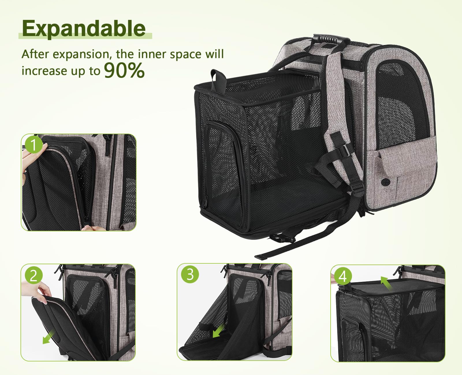 Pecute storage pockets image for organizing treats and bags.