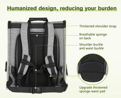 Pecute pet carrier backpack top opening lets pets look outside during travel.