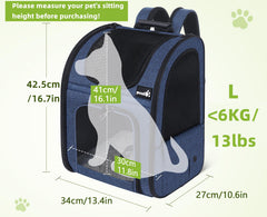 Pecute pet carrier backpack with four-side mesh ventilation to keep pets cool.