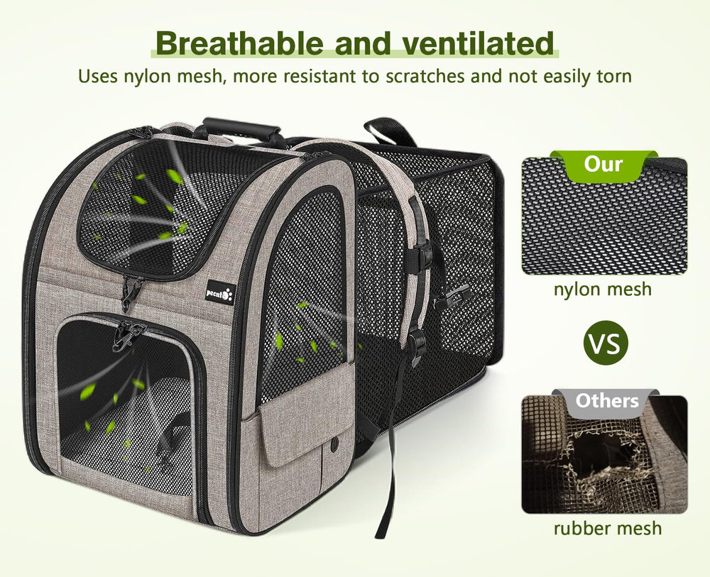 Pecute carrier with four-side mesh ventilation for breathable comfort.