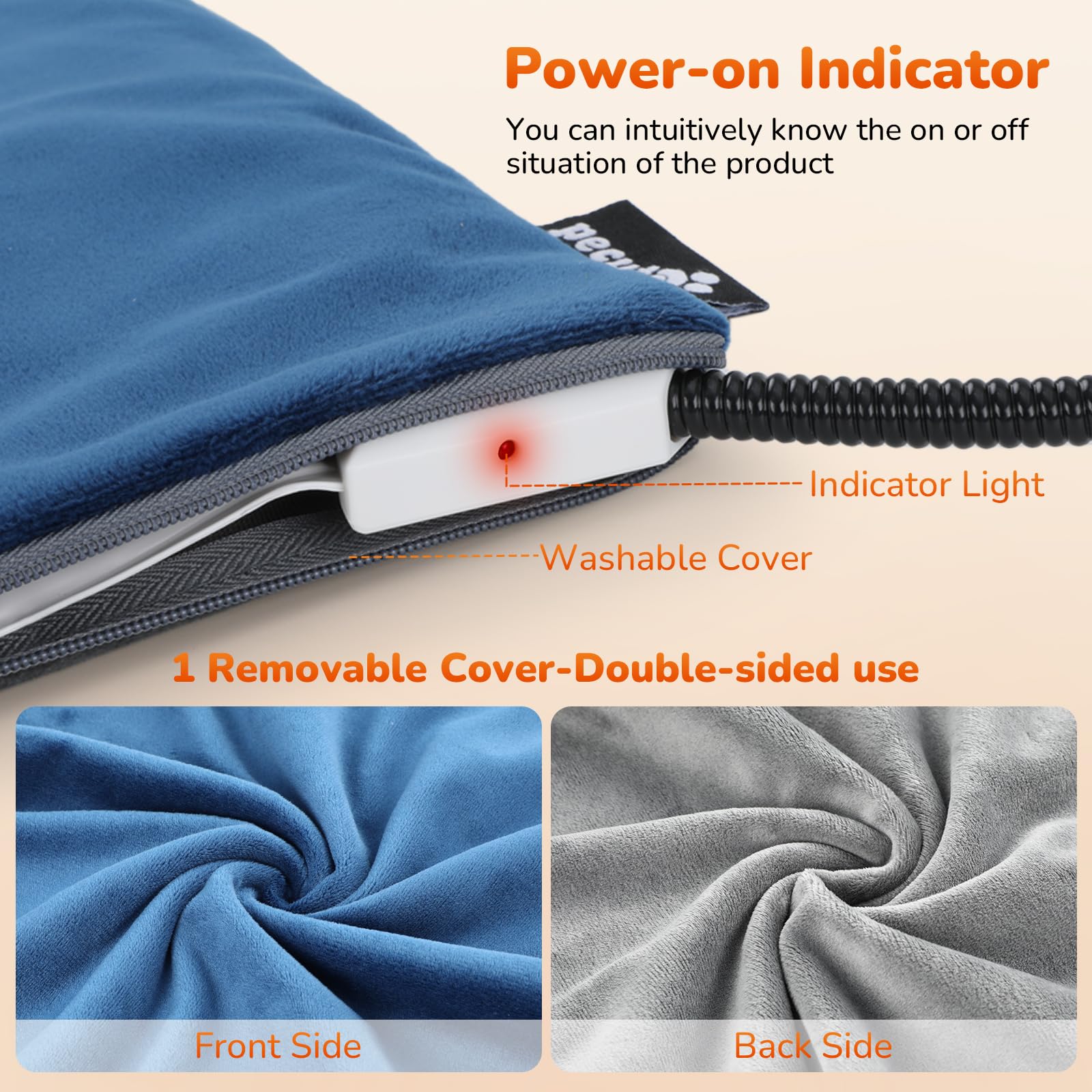 Pecute Pet Heating Pad removable-washable-cover enables easy washing maintenance