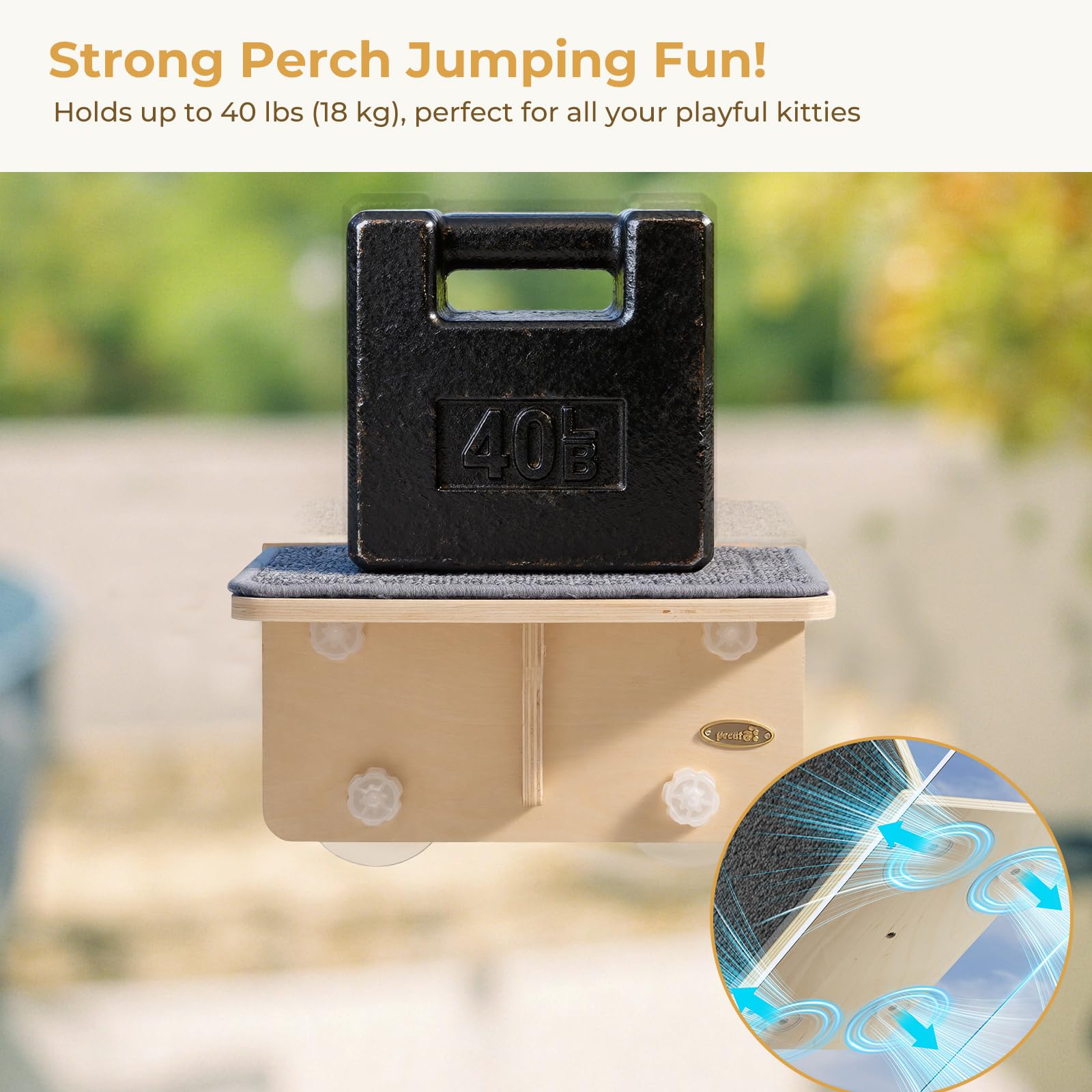 Pecute rotating suction cups provide strong grip for secure window attachment.