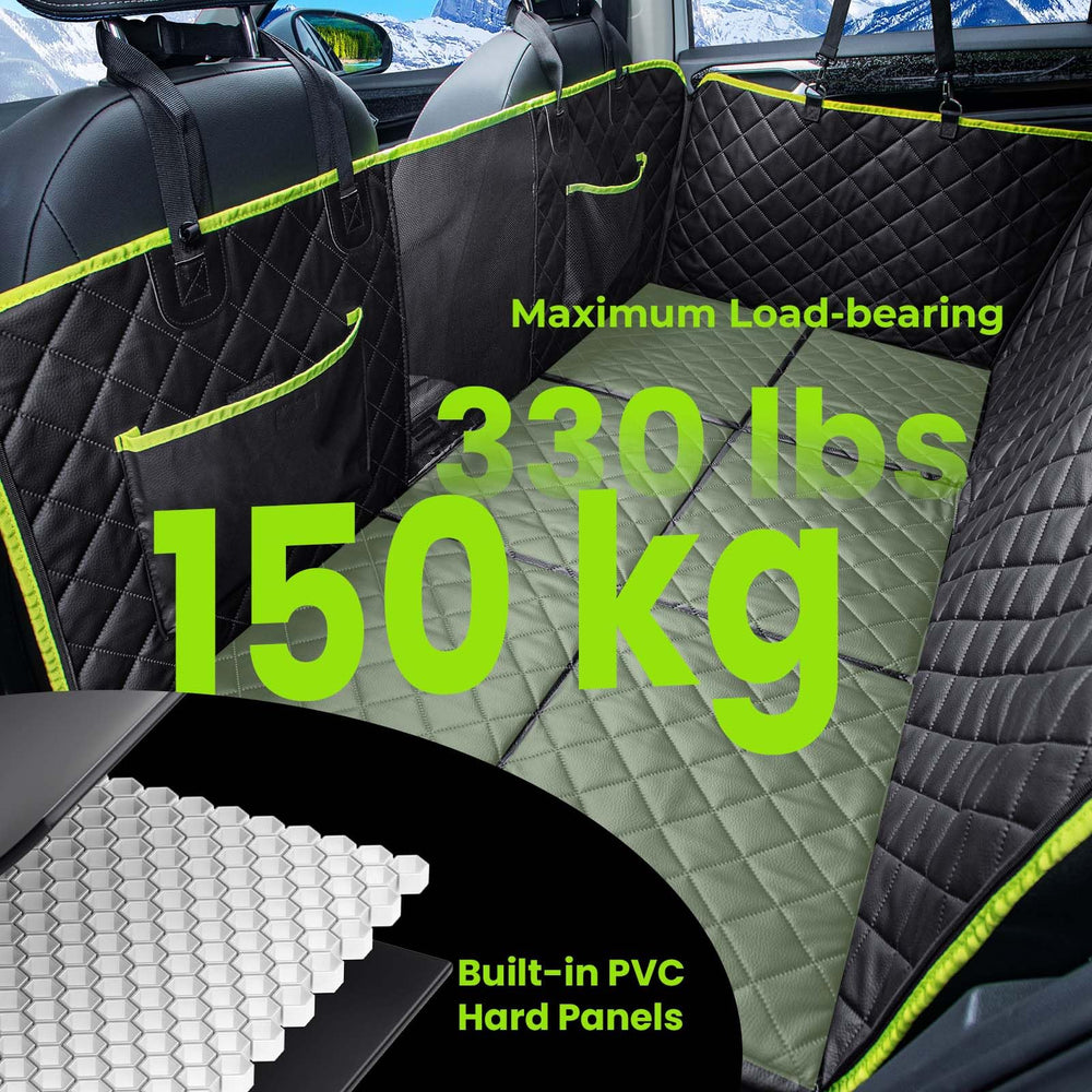 Pecute safety belt attachment connects to dog collar for security.