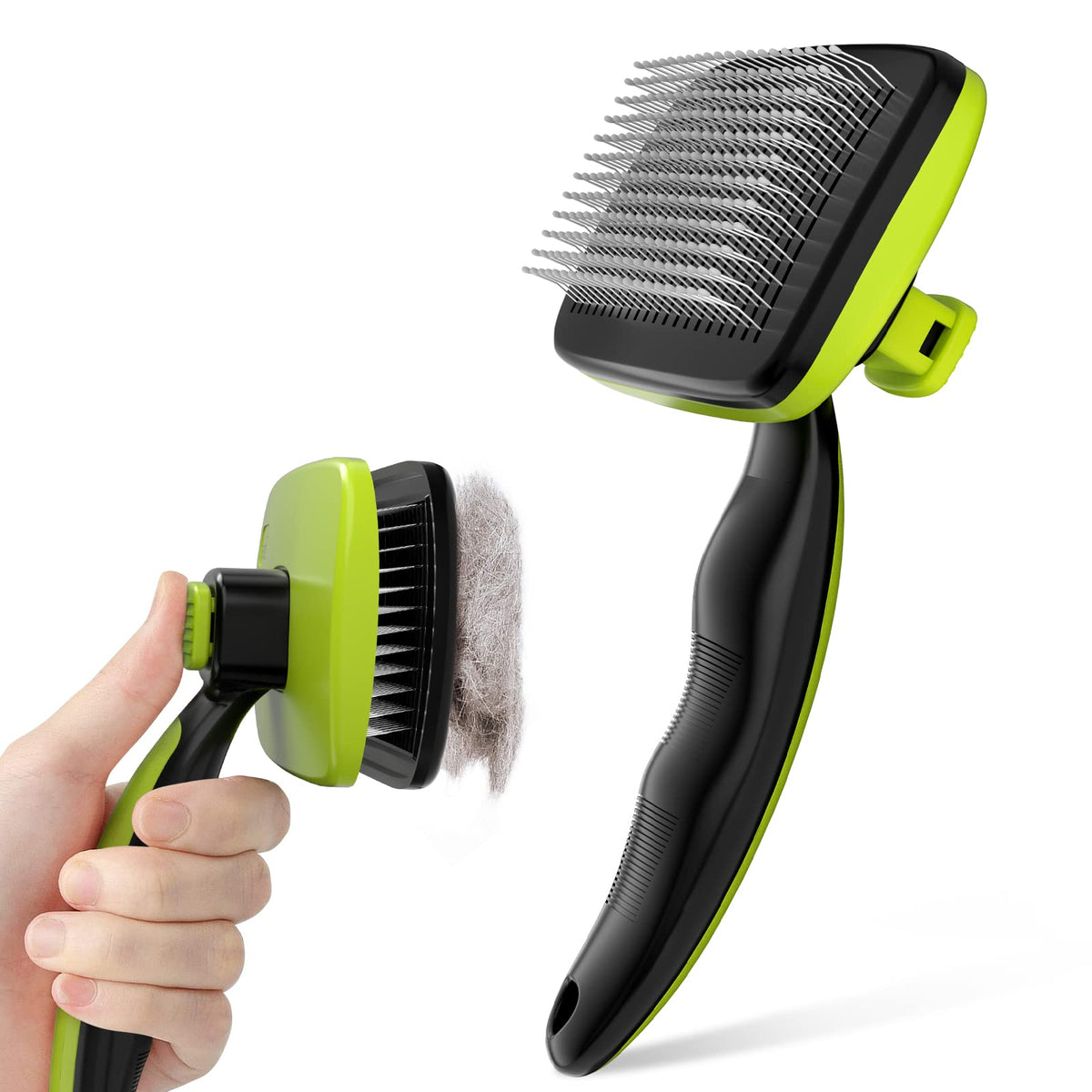 Pecute self-cleaning slicker brush with ergonomic handle for comfortable grooming