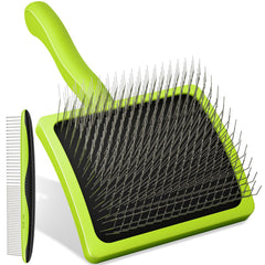 Pecute Slicker Brush close-up showing extra-long pins for detangling thick coats