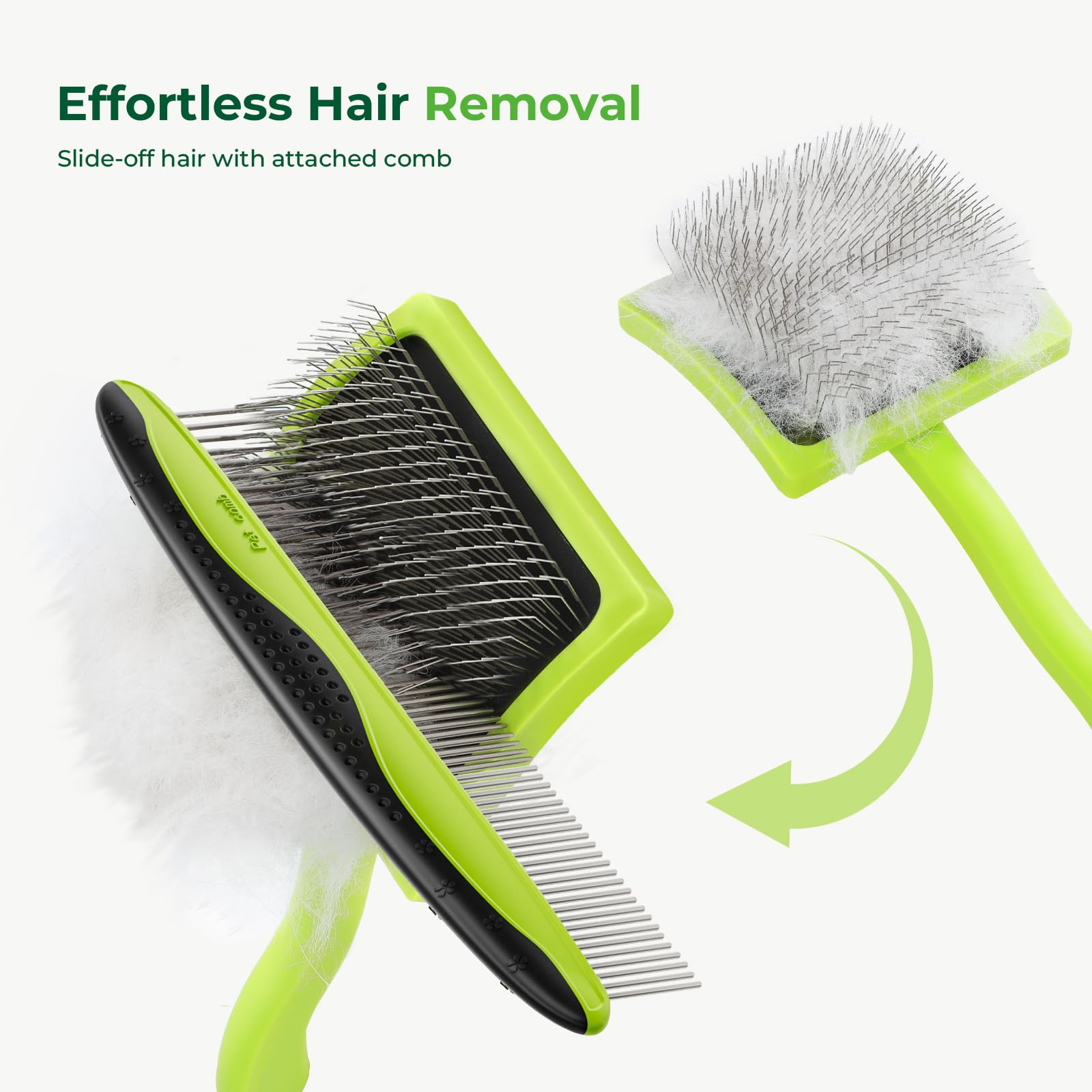 Pecute Slicker Brush with included pet comb in 2-pack