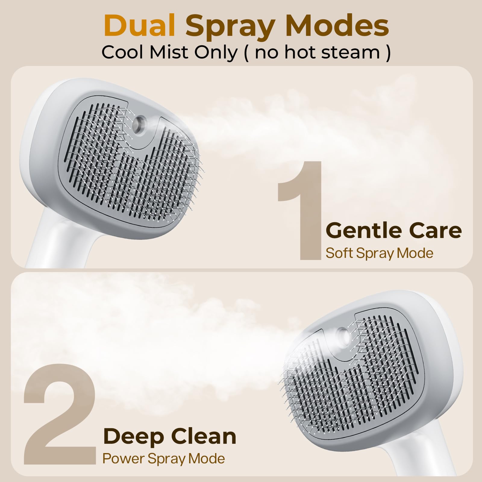 Pecute Steam Cat Brush modo Soft Mist para cuidado diario suave