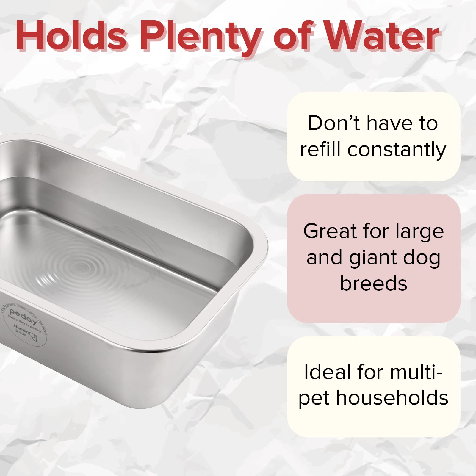 PEDAY extended-edge bowl with easy-lift design for simple repositioning