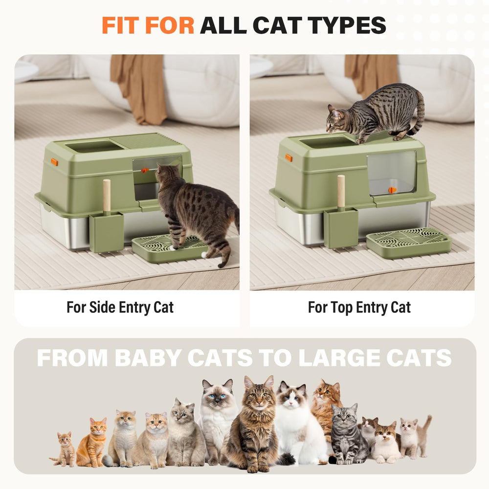 PEDIBAT green stainless steel box design helps contain mess and odors.