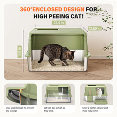 PEDIBAT green litter box with inclined filter plate reduces litter tracking.