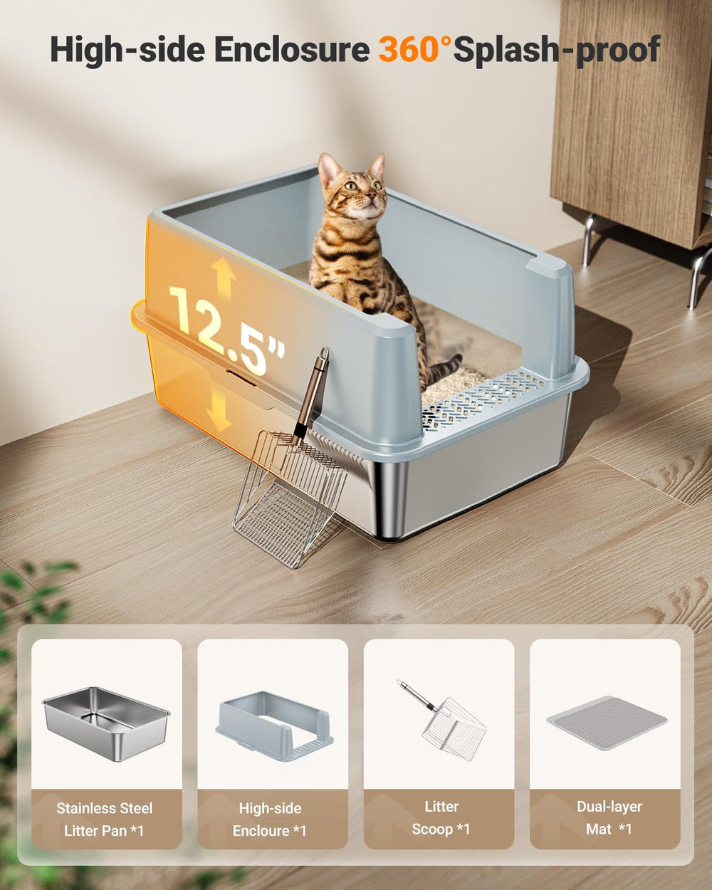 PEDIBAT XL double-layer litter mat with honeycomb design catching litter.