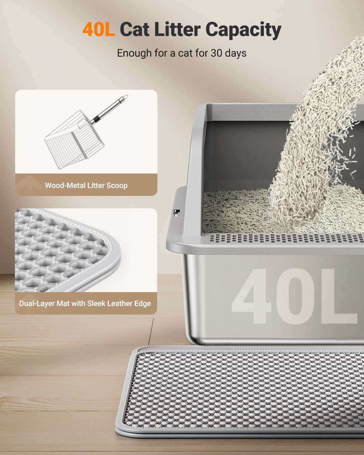 PEDIBAT XL double-layer litter mat traps litter and protects floors.