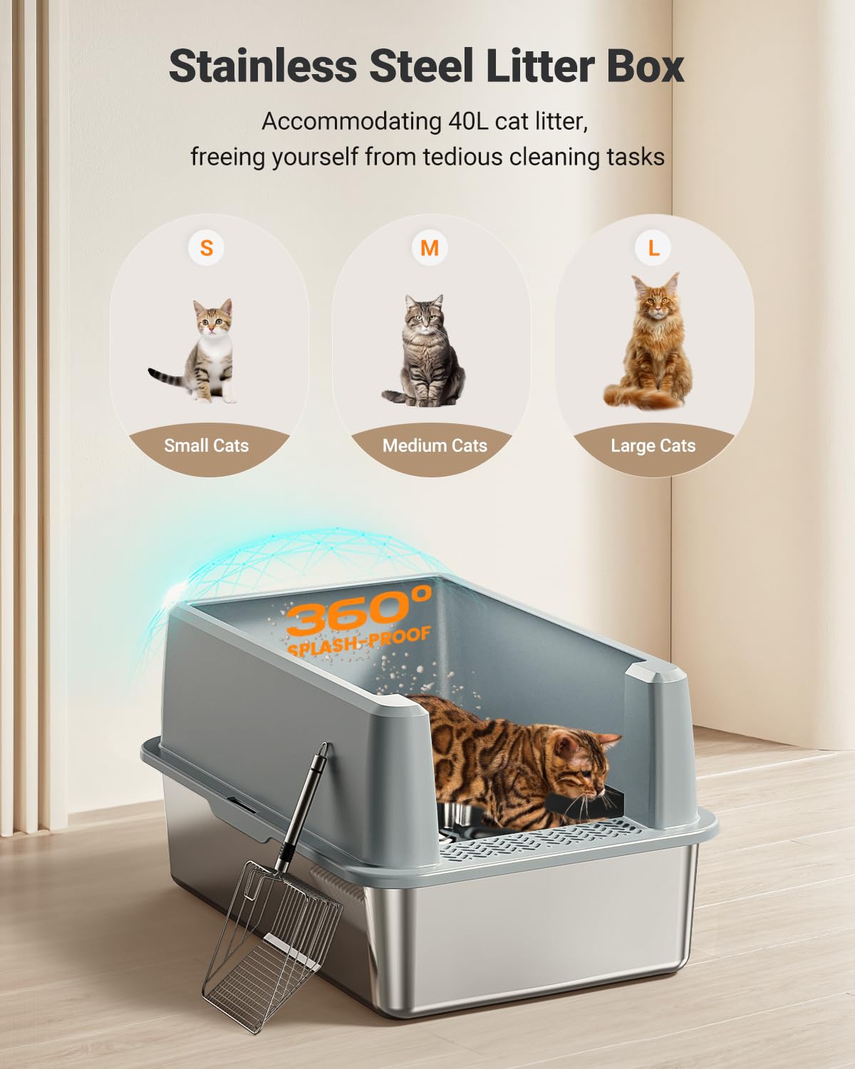 PEDIBAT XL interior view showing spacious basin for big cats and easy cleaning.