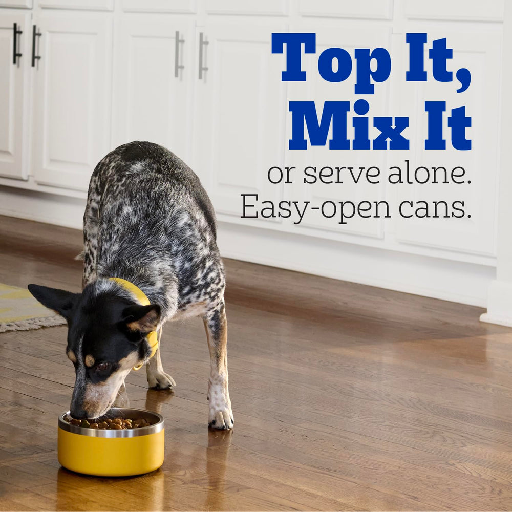 Pedigree Chopped Ground Dinner nutrition label highlights 36 vitamins and minerals.