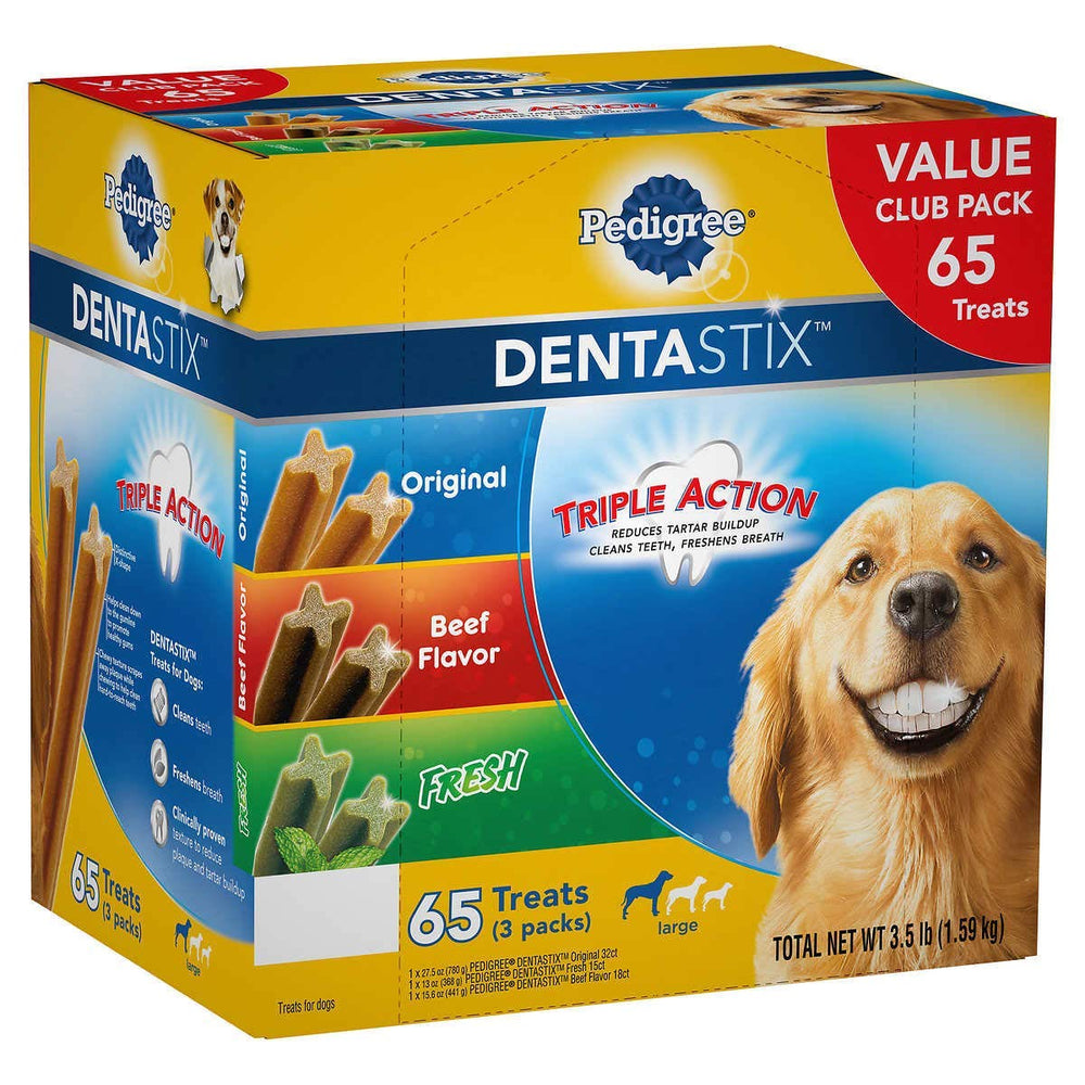 Pedigree Dentastix 65-piece variety pack dental chews for dogs supporting tartar reduction