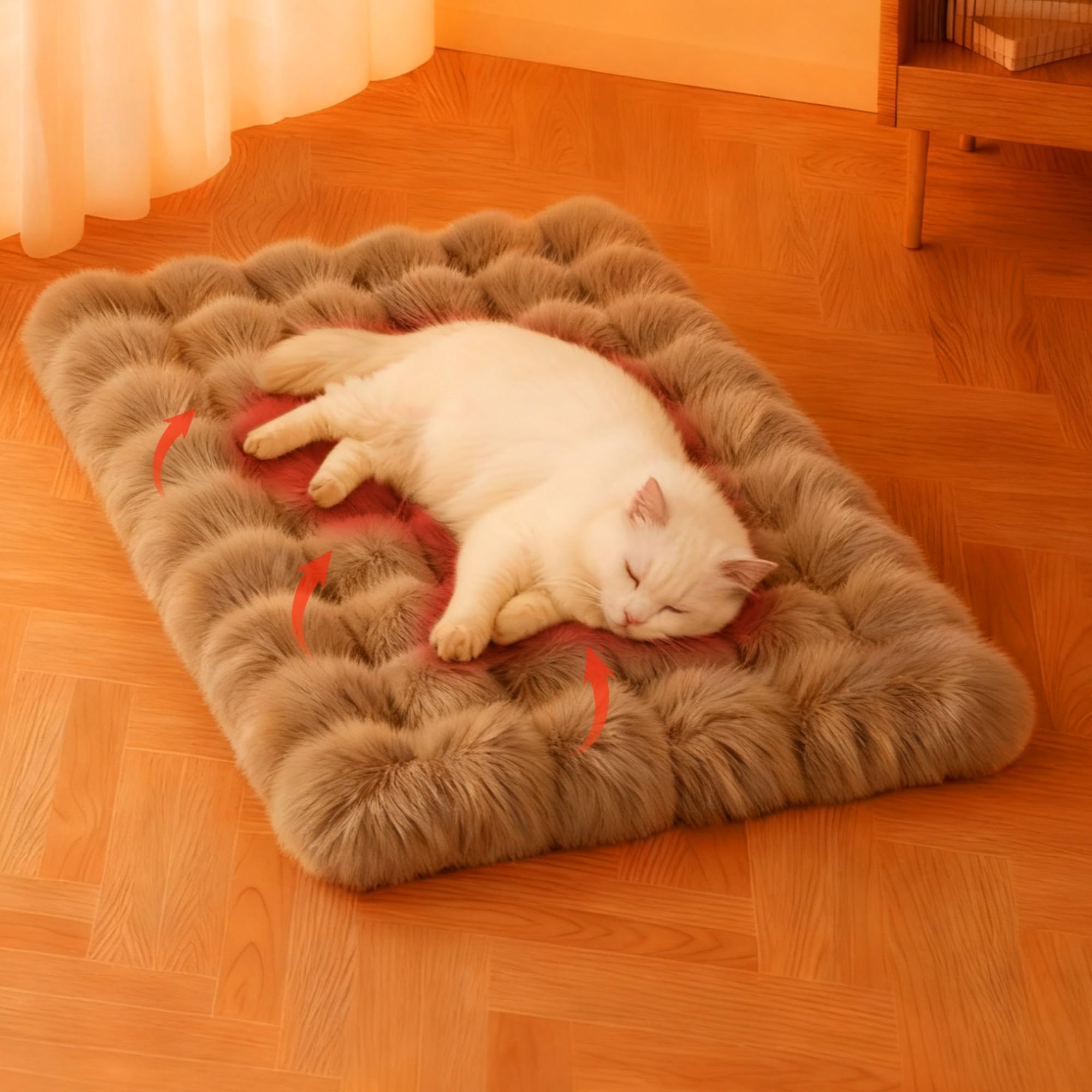Pedobi self-warming cat bed plush-top for cozy naps